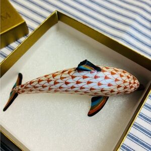 Dolphin Herend Animal Figurine Orange